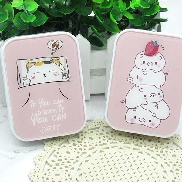 Khay Gương Đôi Gấu Cute - Case Đựng Lens