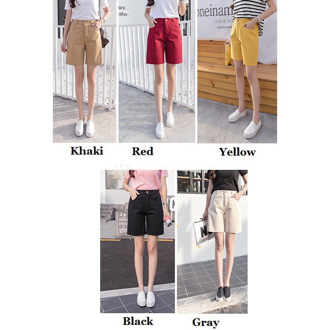 Quần short màu trơn ống thẳng xinh xắn cho nữ | BigBuy360 - bigbuy360.vn