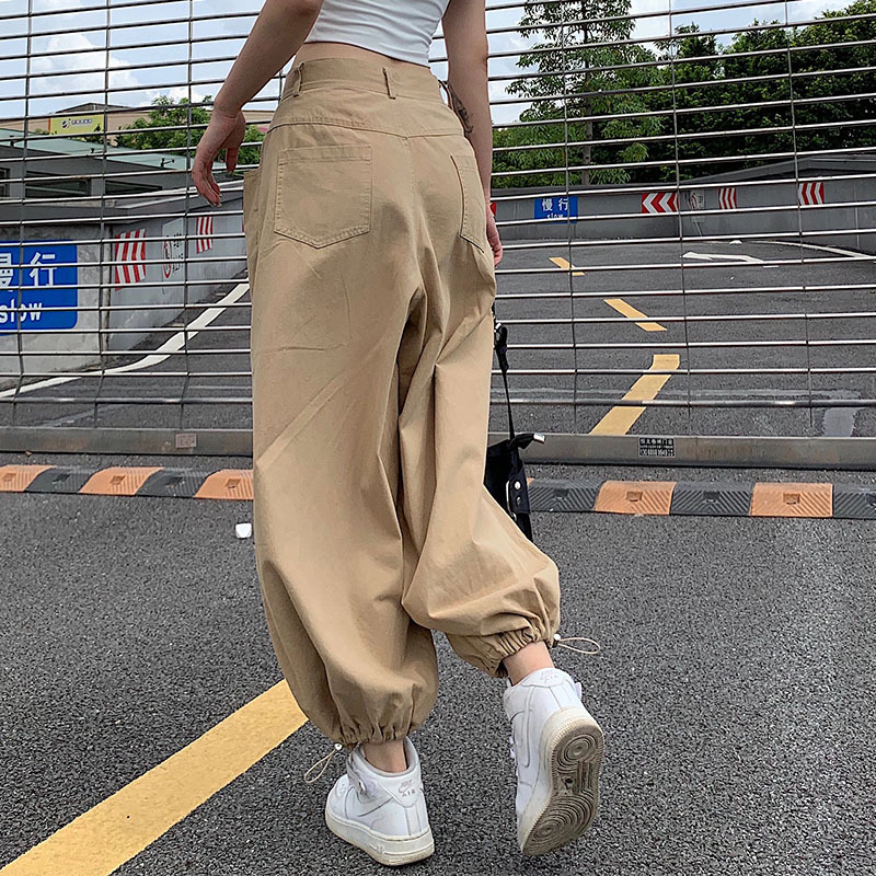 Quần hip hop DUNEA ống rộng điều chỉnh được kích cỡ thời trang dành cho nữ