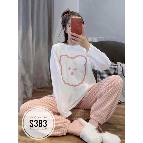 Bigsize Set bộ caro gấu S383