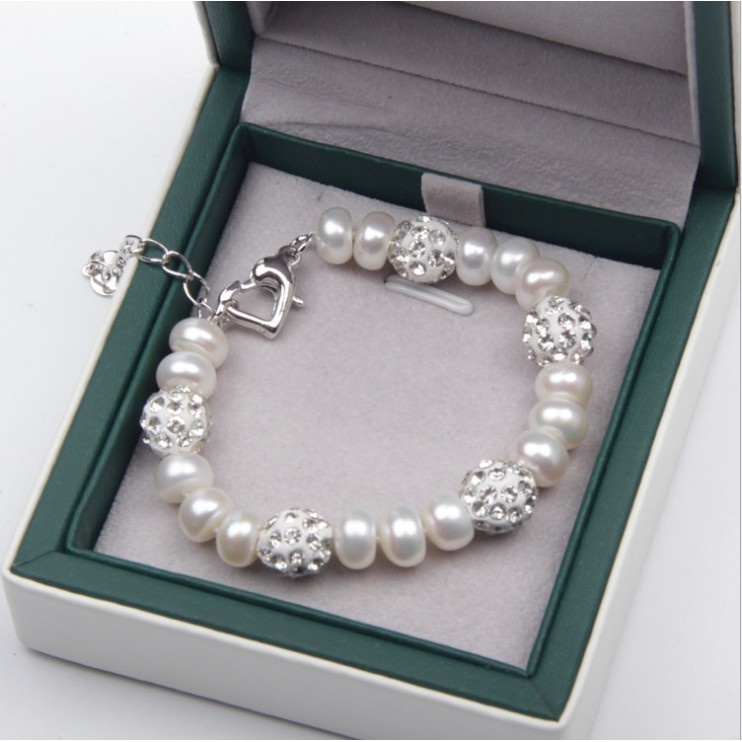 Lắc Tay Bạc Nữ Hạt Ngọc cao cấp L8003 - Bảo Ngọc Jewelry