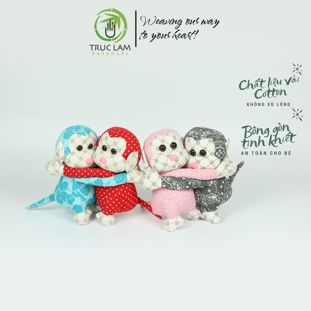 Đồ Chơi Cho Bé Thú Nhồi Bông Đôi Khỉ Ôm Nhau Bông Gòn Cao Cấp - Trúc Lâm Handmade