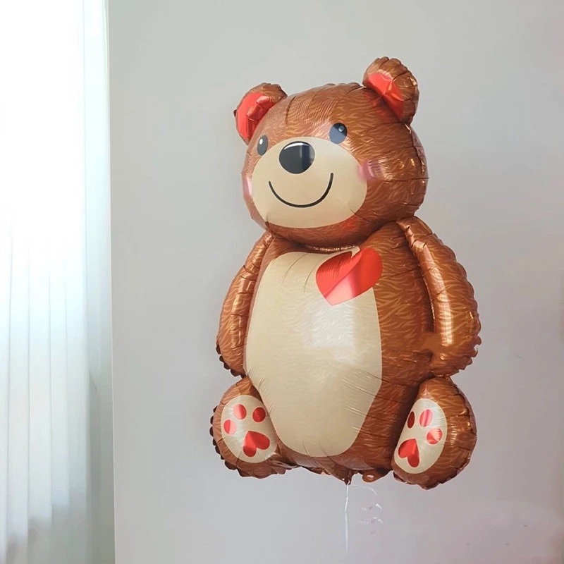 Bong Bóng Lá Nhôm Hình Trái Tim Gấu Tình Yêu 3D 18inch Màu Đỏ Trang Trí Tiệc Sinh Nhật/ Valentine