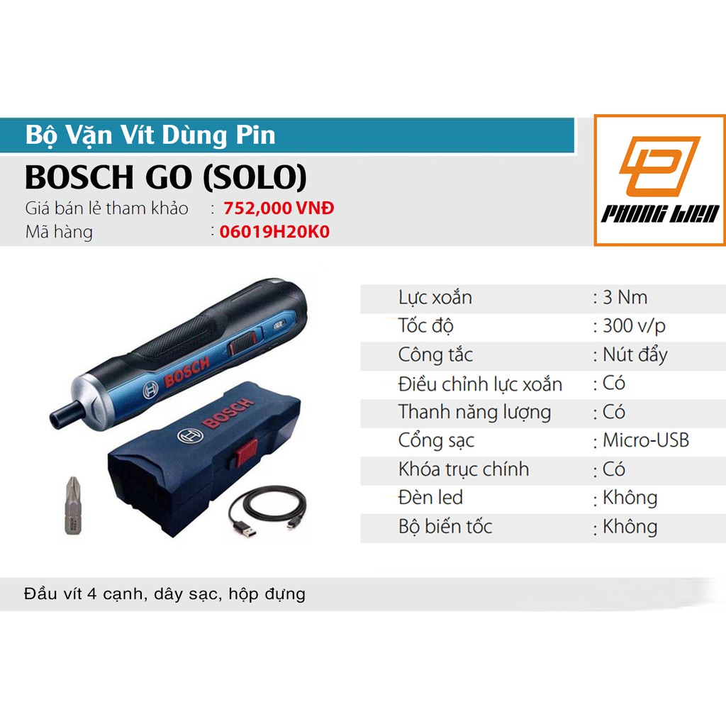 Máy Vặn Vít Dùng Pin Bosch GO Solo  - Hàng Chính Hãng
