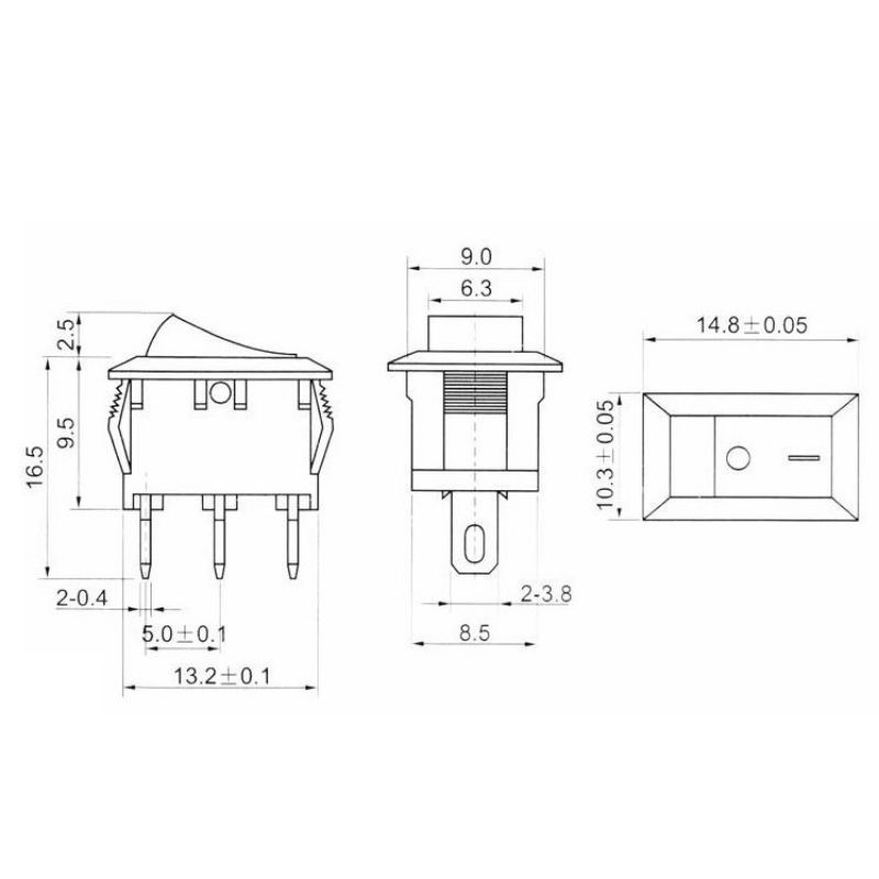 10 công tắc bật/tắt bằng nhựa 17s 2-pin 250v3a 125v6a cao cấp tiện lợi