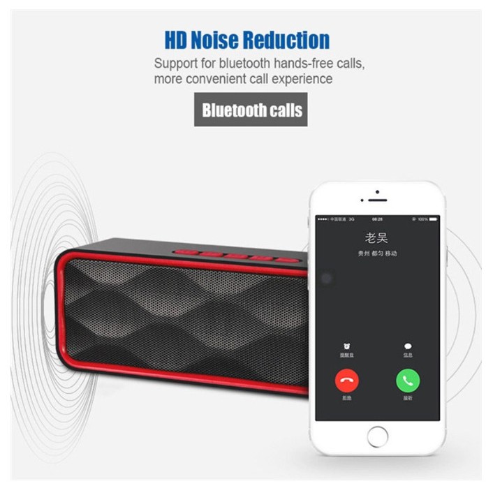 Loa Bluetooth SC211 siêu trầm, tích hợp loa kép cho âm thanh sống động hỗ trợ thẻ nhớ TF và đài FM