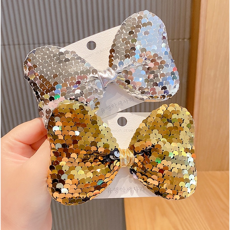 Kẹp tóc nơ sequin nhiều màu sắc thời trang Hàn Quốc cho trẻ em