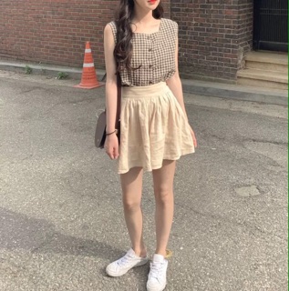 ORDER Set Áo caro cổ vuông & Skirt basic - 2 mẫu