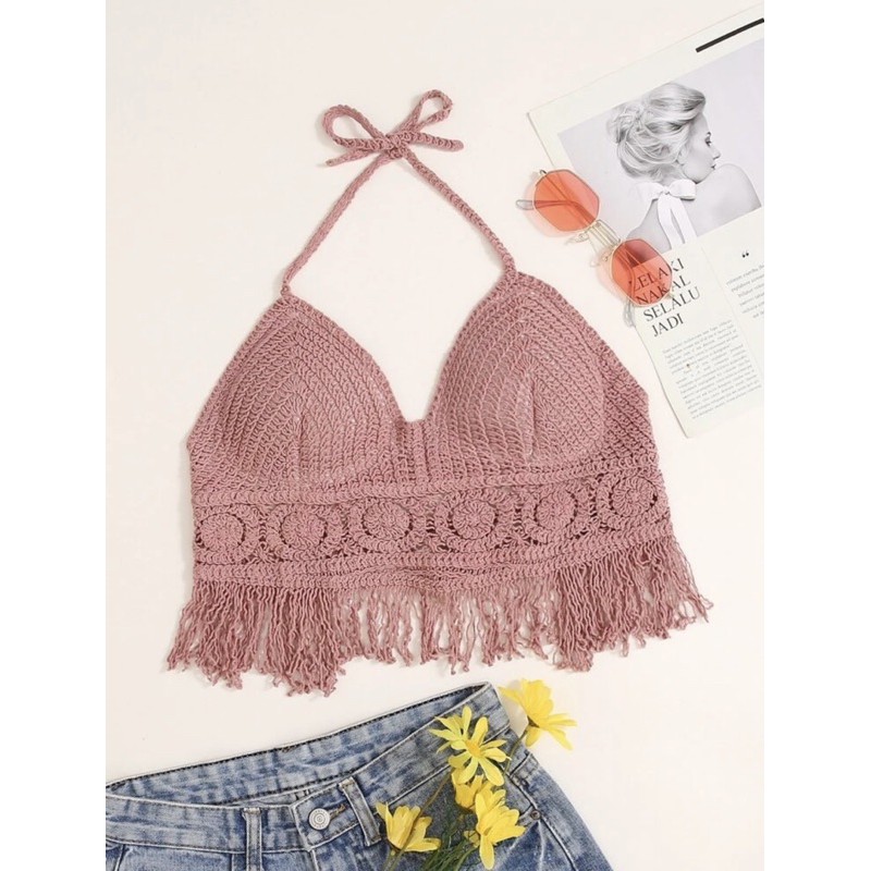 Áo Bơi Nữ Len Đan Có Mút Đệm Phong Cách Boho (Nhiều Màu) | BigBuy360 - bigbuy360.vn