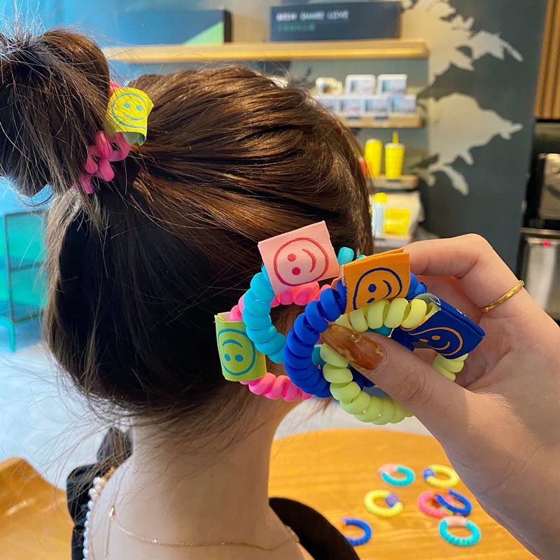 Dây cột tóc cao su hình mặt cười màu kẹo ngọt xinh xắn thời trang