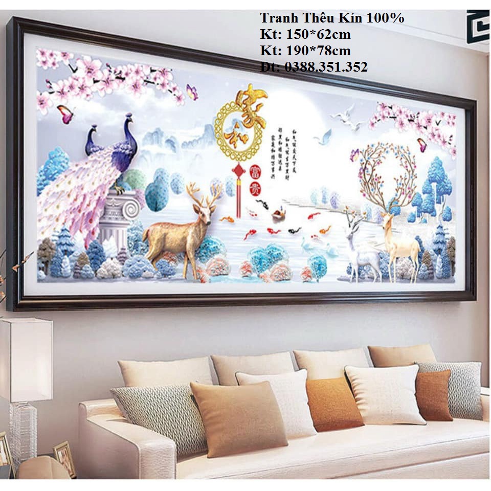Tranh thêu chữ thập phong cảnh hươu tài lộc MHH0874 MHH0873 MN0181 TT2744 TT2748 HH0888 HH0889