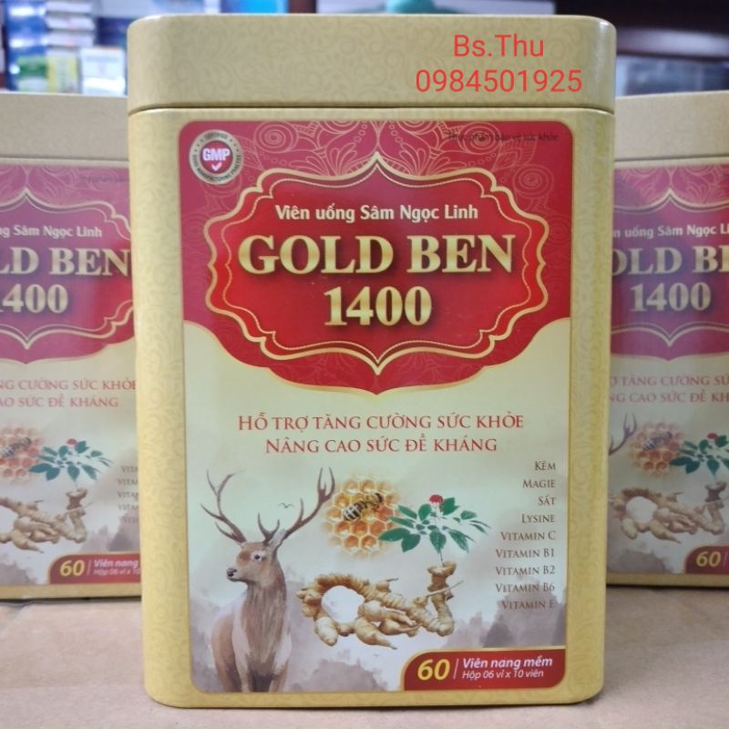 Viên bổ tổng hợp Sâm Ngọc Linh GOLD BEN 1400 Bổ sung các vitamin, khoáng chất - tăng cường sức khỏe, nâng cao đề kháng