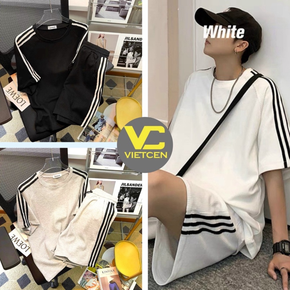 (Hàng Rẻ) Bộ Đùi Cộc Tay 3 SỌC Form Rộng Thể Thao Nam Nữ Unisex Mùa Hè Set Quần Short Rút Dây Áo Thun Tay Lỡ Hàn Quốc -