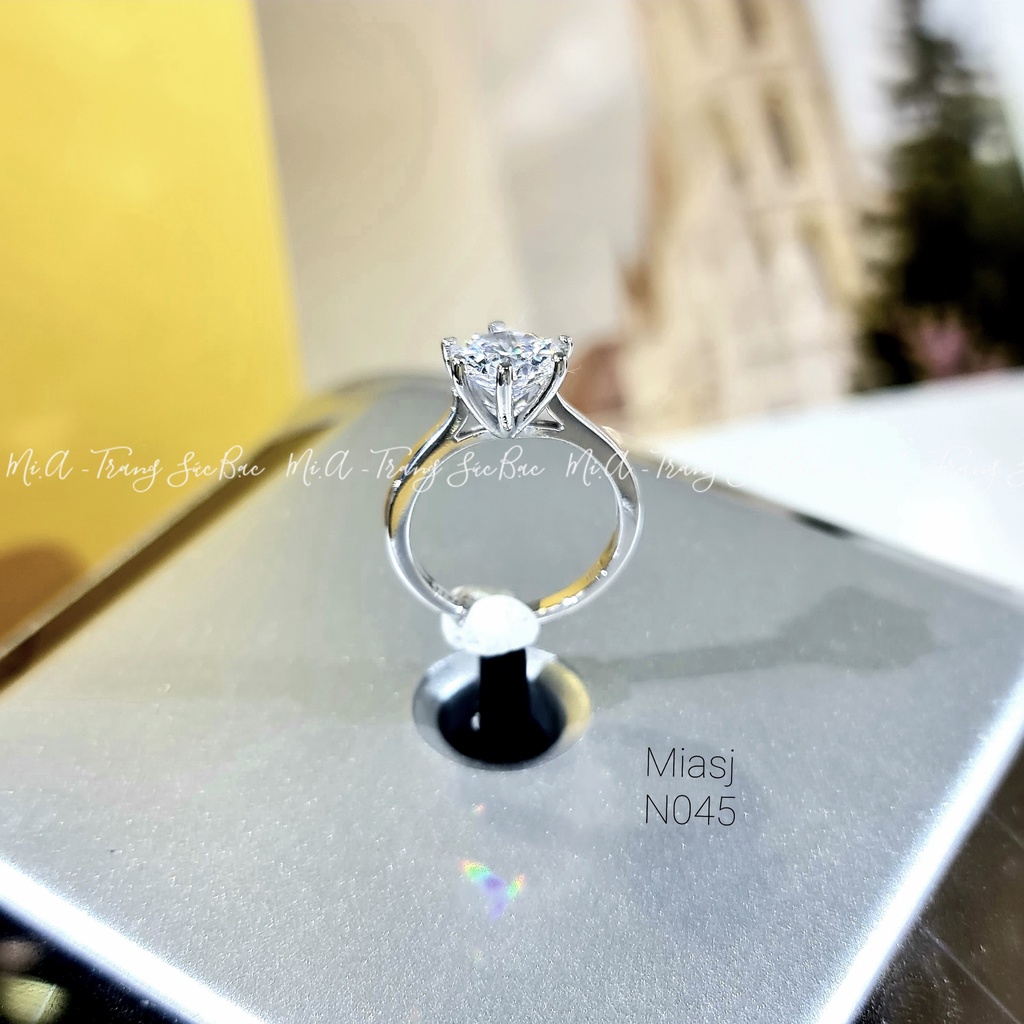 Nhẫn bạc Ý 925 nữ MiASJ N045 6 chấu nạm đá xoàng cao cấp