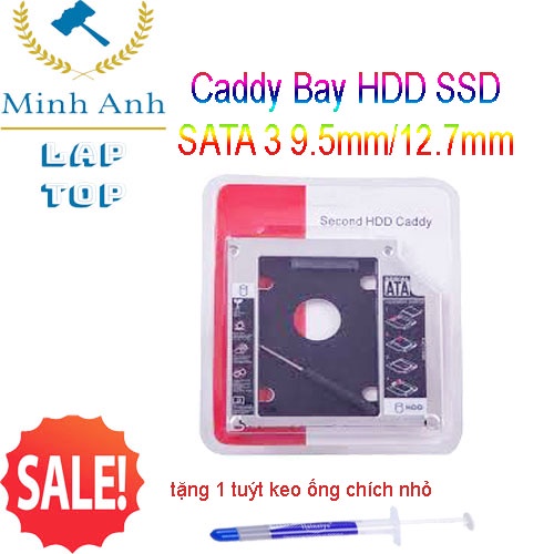 (Chuyển Dvd=&gt;HDD) caddy bay dành cho laptop dày 12.7mm - Mỏng 9.5mm