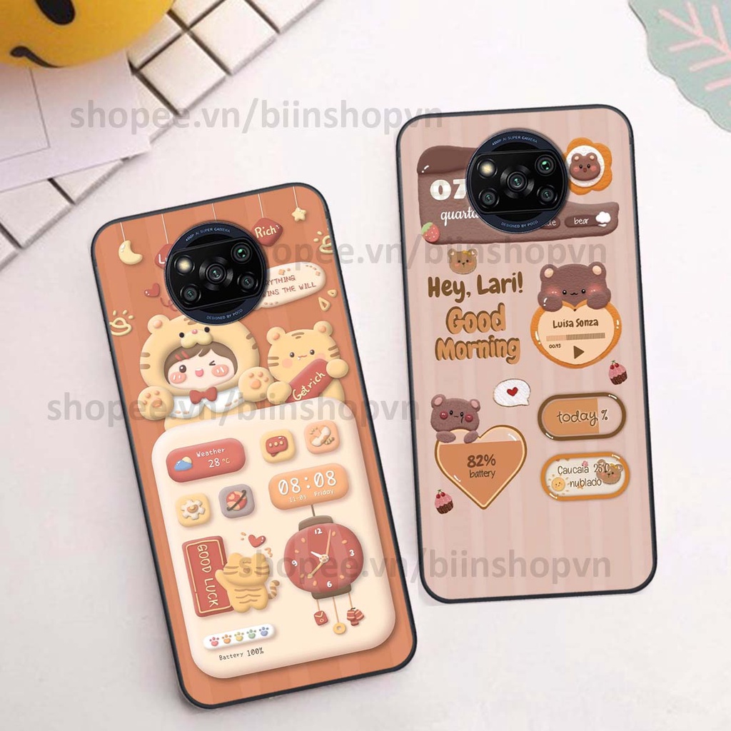 Ốp Xiaomi Poco X3 / Poco X3 Pro in 3D icon gấu nổi siêu xinh, siêu đáng yêu, cá tính phong cách