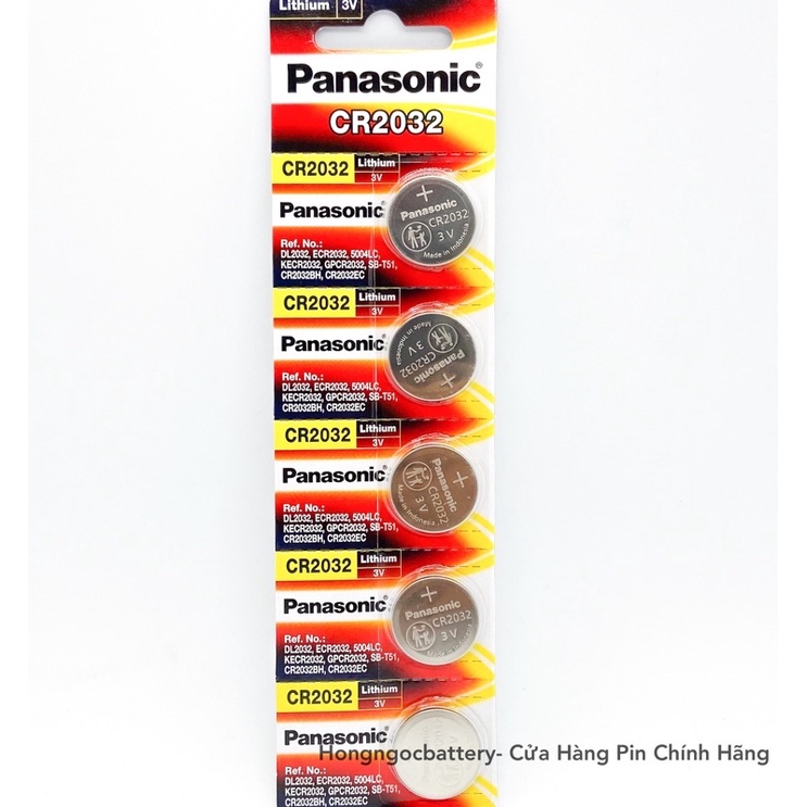 Pin CR2032 Panasonic Lithium 3V combo 5 viên - Made in Indonesia