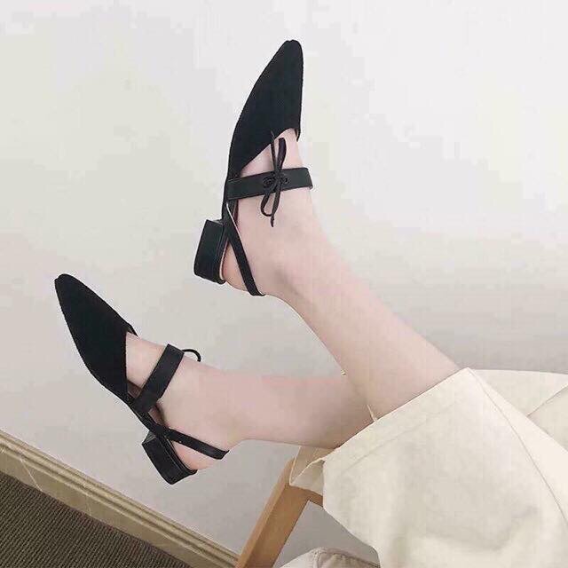 Sandal quai nơ 2 màu - KÈM CLIP