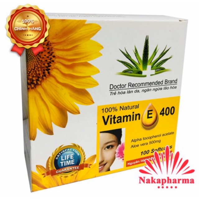 ✅ Viên uống Vitamin E 400 - Giúp đẹp da, tóc, móng, da săn chắc, mịn màng, ngăn ngừa lão hóa | 100 viên