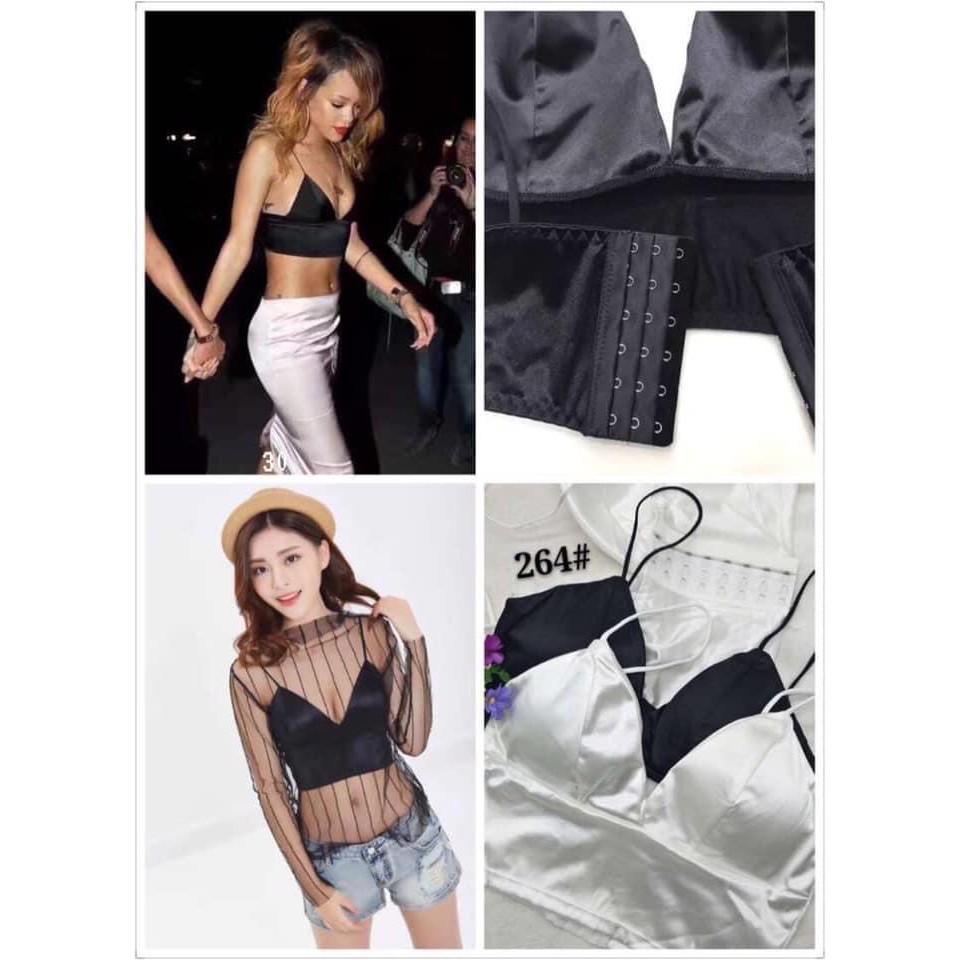 Áo lót lụa satin 2 dây có đệm mút mỏng kháng khuẩn sexy cao cấp BRA03