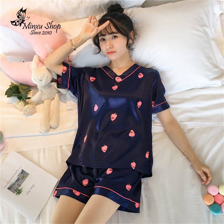 Bộ Pijama Lụa Cao Cấp Quảng Châu, Bộ Ngủ Mặc Nhà Pijama Mát Lịm Phong Cách Hàn Quốc