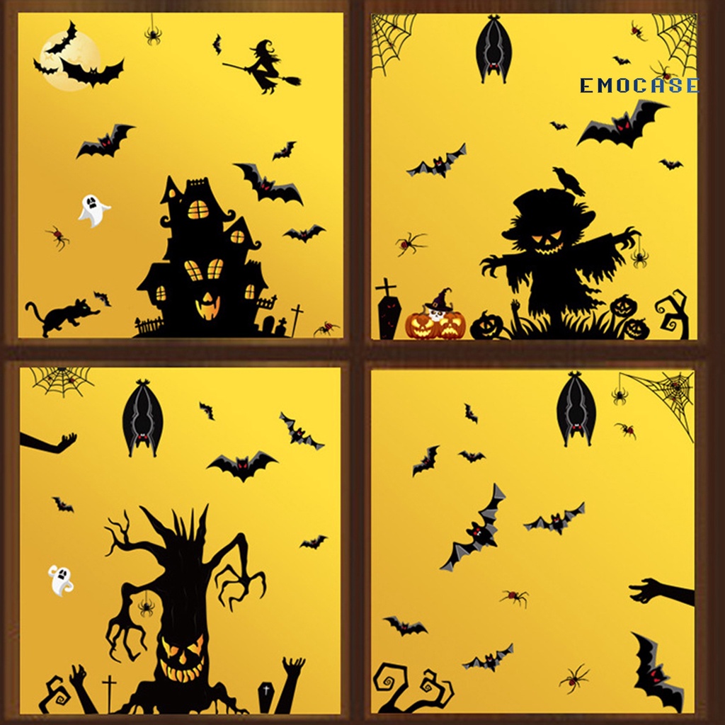 Miếng Dán Cửa Sổ Bằng PVC Họa Tiết Kinh Dị Trang Trí Halloween