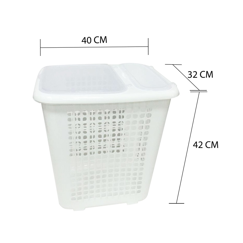 HomeBase SN Plastic Laundry Basket With Lid 543 W40xD32xH42 Cm White