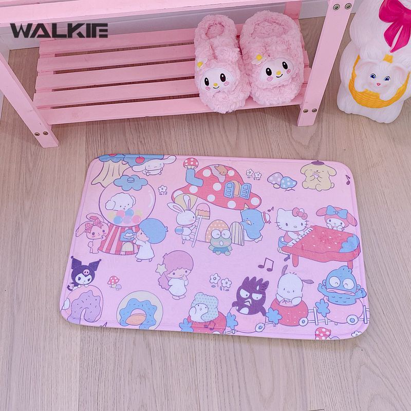 Thảm Lót Sàn Nhà Tắm Bằng Vải Bông Họa Tiết Hoạt Hình Cinnamoroll My Melody Dễ Thương Thấm Hút Tốt Chống Trượt