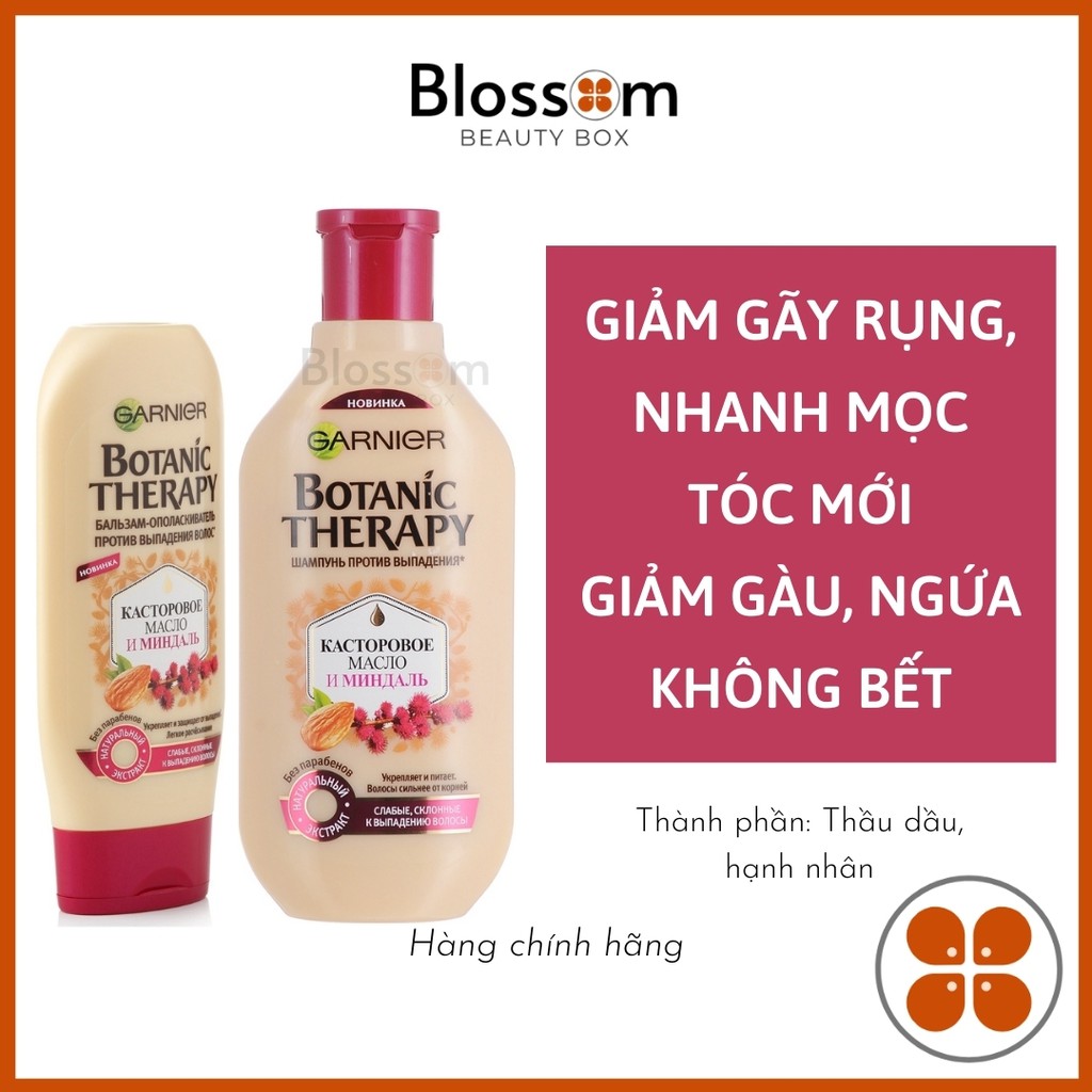 Dầu gội giúp nhanh mọc tóc, giảm gàu Garnier Botanic Therapy dầu thầu dầu castor oil &amp; hạnh nhân