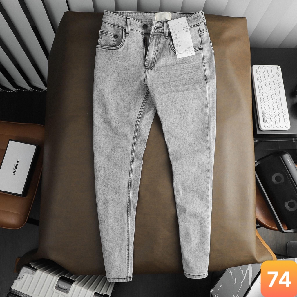 Quần jean nam màu xanh nhạt không rách gối chất liệu bò cao cấp co dãn 4 chiều đẹp form dáng rin skinny LAVADO10 mới