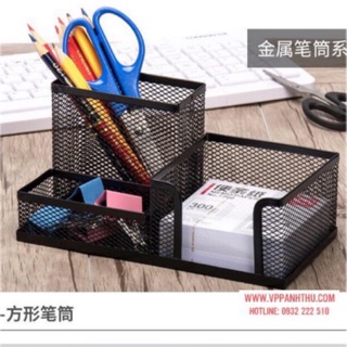 CẮM BÚT LƯỚI SẮT 3 NGĂN (10x20x10,5cm)