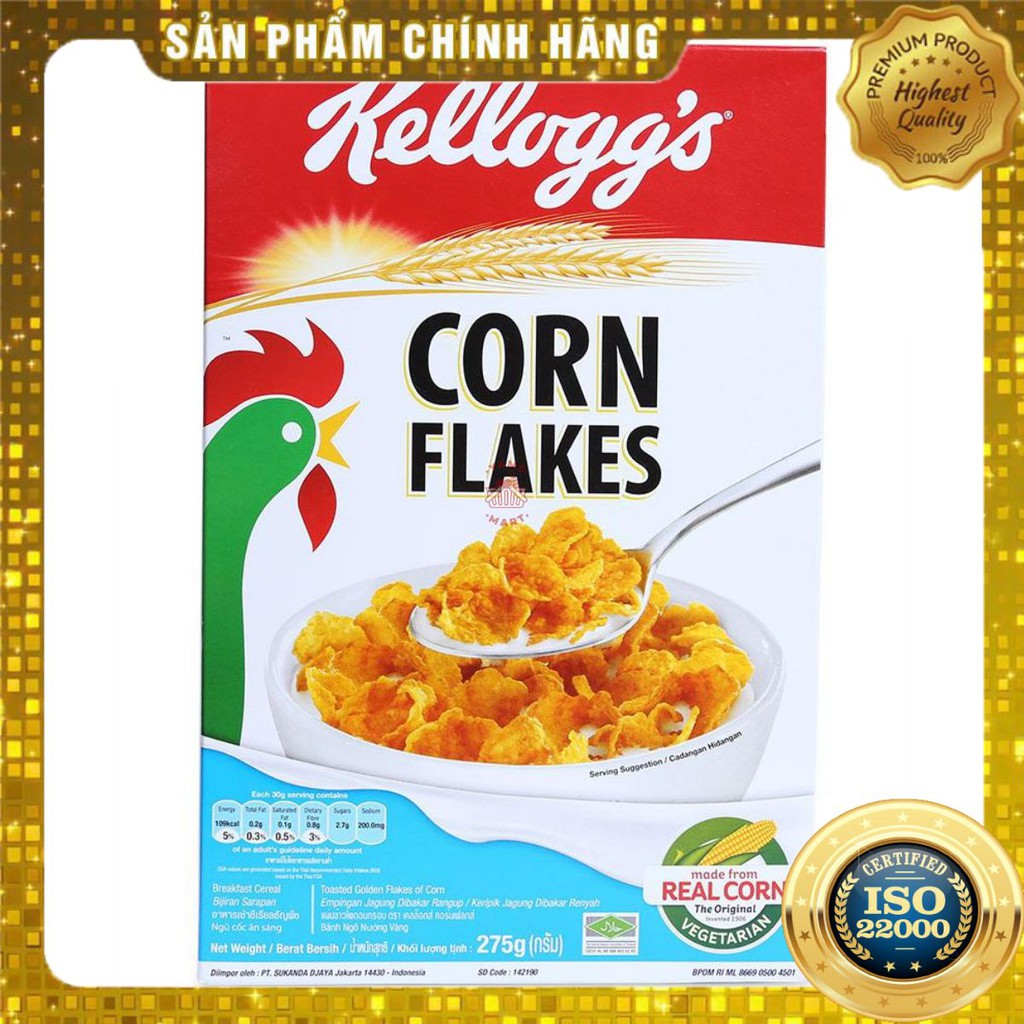 [ Yams Mart ] Ngũ Cốc Ăn Sáng Corn Flakes Kellogg's Hộp 275G