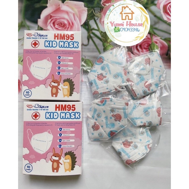 Khẩu Trang N95 ( Chính Hãng) cho Trẻ Em 3-10Y,  5 Lớp Chống Bụi Mịn PM2.5