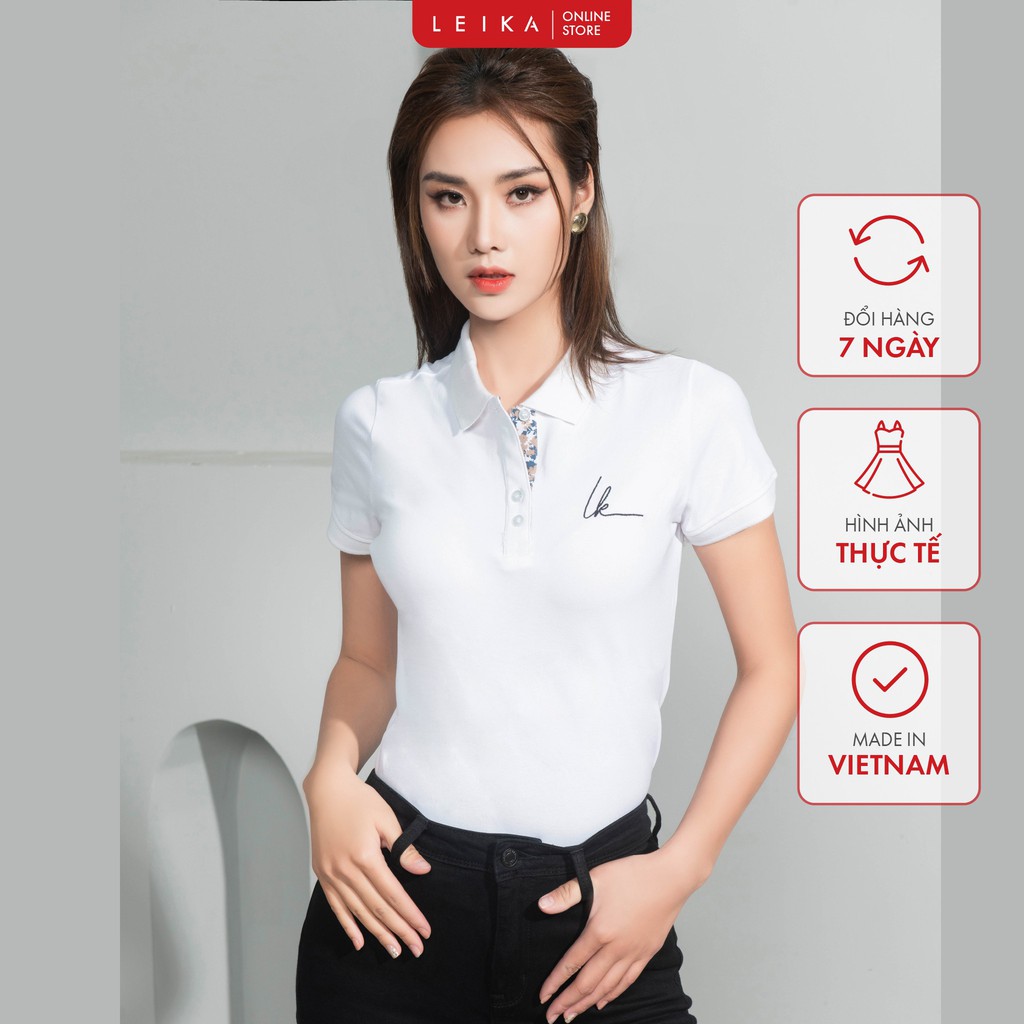 Áo Polo nữ thêu chữ LEIKA