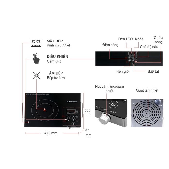 BẾP HỒNG NGOẠI CẢM ỨNG CAO CẤP SUNHOUSE SHD6017