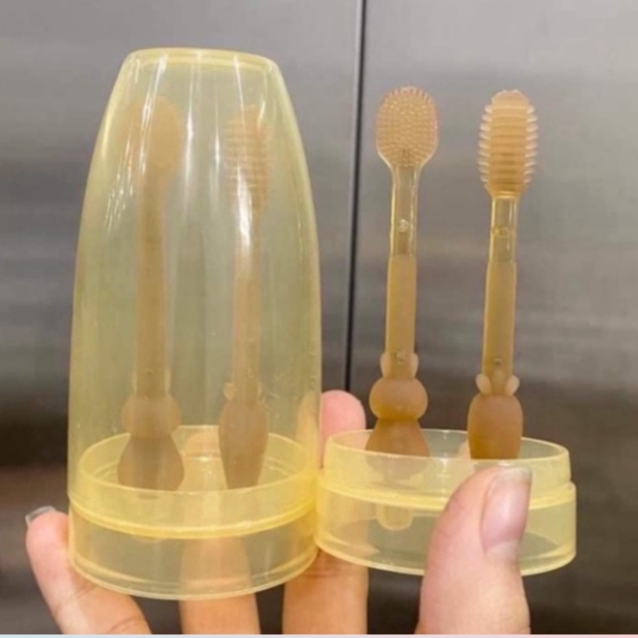 Rơ Lưỡi cho bé Kèm Bàn Chải Silicon Siêu Mềm dành cho bé từ 0-18 tháng.