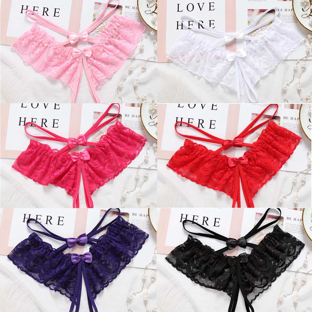 Quần lót lọt khe phối ren thắt nơ quyến rũ dành cho nữ