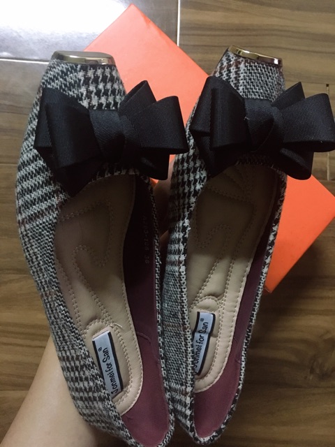 Giày bệt nơ kẻ caro size 38  - Hàng Quảng châu cao cấp