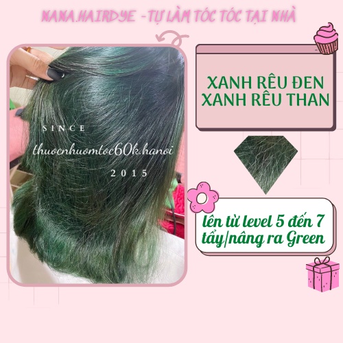 Thuốc nhuộm màu xanh rêu đen/xanh rêu than kèm trợ dưỡng