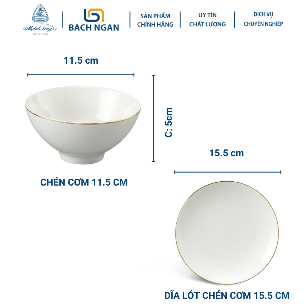 Bộ Chén Dĩa Cao Cấp Sứ Minh Long 22 sản phẩm Daisy IFP Viền Chỉ Vàng hàng sứ đẹp, sang trọng, quà tặng ý nghĩa