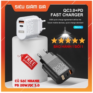 Củ sạc nhanh pd 20w/qc3.0 cổng kép usb-a + type-c