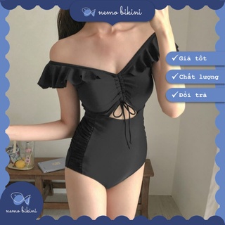 Bikini đi biển, đồ bơi nữ tay bèo 1 mảnh liền thân tôn dáng khoét bụng Nemo Bikini