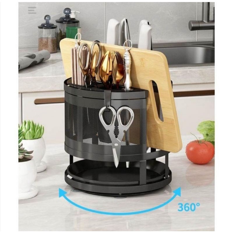 Kệ để đồ nhà bếp, xoay 360 độ, có khay đựng nước. Kích thước cao 25 cm, ĐK 23cm. Sắt sơn tĩnh điện cao cấp