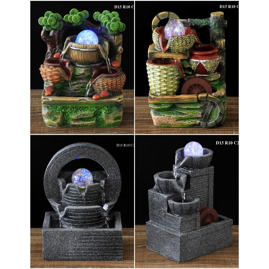 Thác nước phong thủy để bàn bằng Resin Composite siêu đẹp, dài 15, rộng 10, cao 20 cm