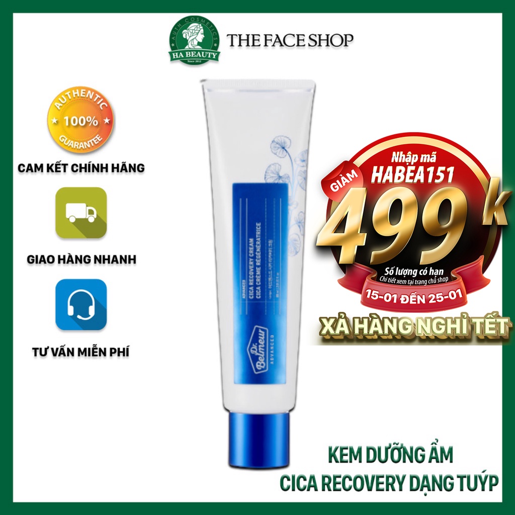 Kem dưỡng ẩm chống lão hóa phục hồi da sáng da ngừa mụn The Face Shop Dr Belmeur Advanced Cica Recovery Cream Tuýp 60ml