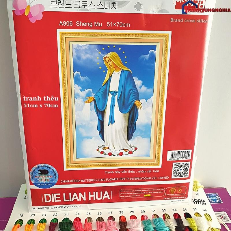 Tranh đính đá, tranh thêu chữ thập đức mẹ ban ơn