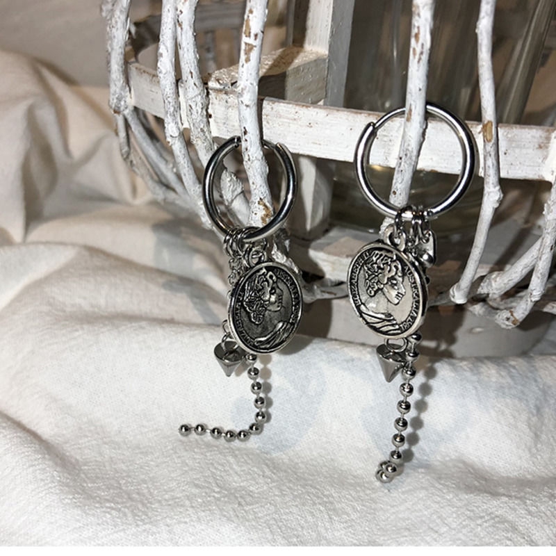 Khuyên Tai Mặt Tròn Dáng Dài Phong Cách Cổ Điển