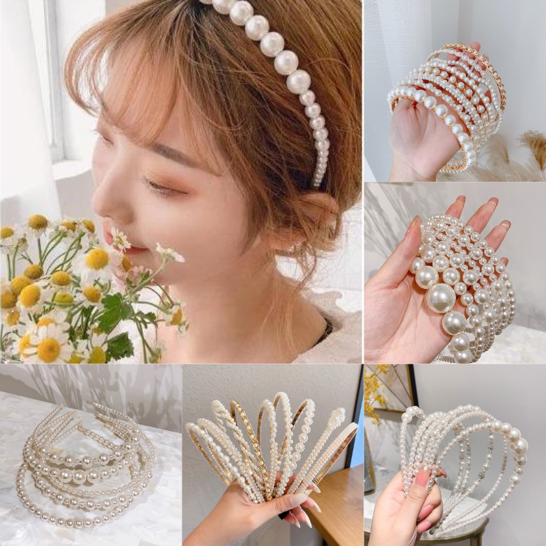 Băng đô đính ngọc trai đơn giản dành cho nữ
