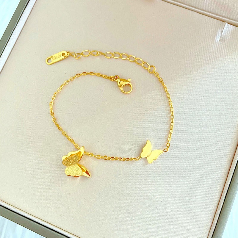 Lắc tay nữ 100% TITAN NGUYÊN CHẤT vòng tay nữ mặt bướm KHÔNG GỈ phong cách ins hàn quốc thanh lịch thời trang