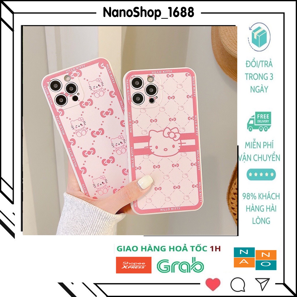 Ốp Lưng Iphone Cạnh Vuông, Bảo Vệ Camera Hình Hello Kitty ip 7Plus,8Plus,x,xs,xsmax,11,11promax,12,12promax,13,13promax